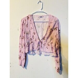 Sunday Best Medium Floral Tie Front Pink Blouse Aritizia